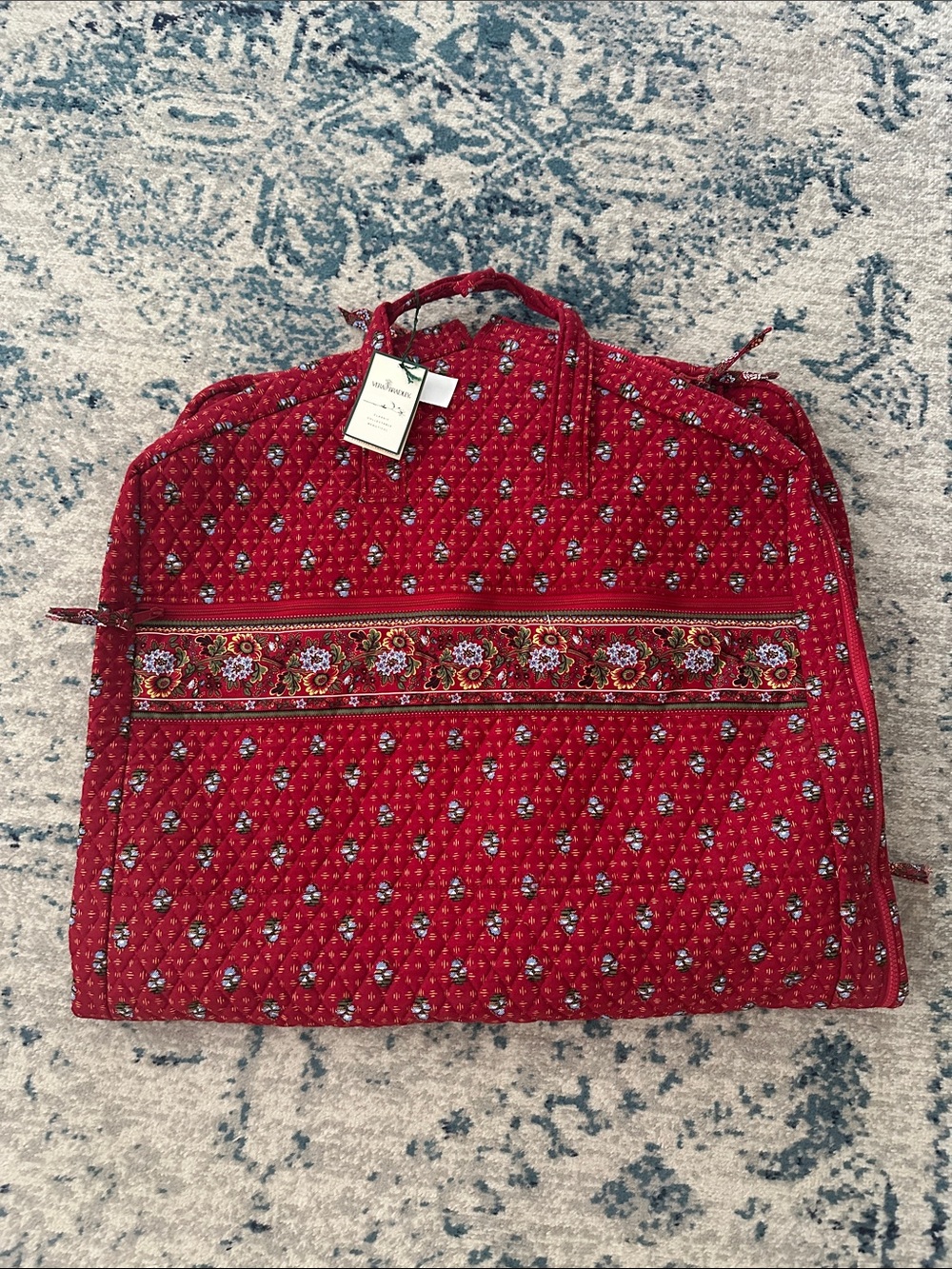 NWT! Vintage Vera Bradley Provincial Red Garment Bag soft travel luggage duffel - Picture 2 of 7